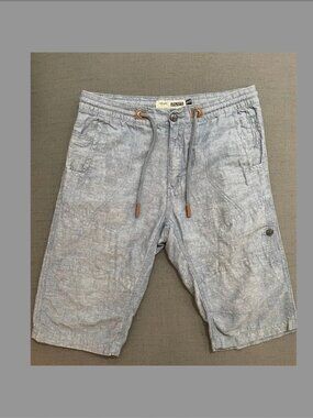 Projek Raw Blue Linen Blend Utility Drawstring Shorts Men's Size S